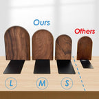 Book Ends, Sturdy Wooden Bookends for Shelves - Heavy Duty Non-Slip Book Organizers, Decorative Bookend Holders for Home Office, Library, Black Walnut Universal Economy Bookend, Medium, 1 Pair