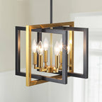 ANKYLHUA Black Gold Chandelier,6-Lights Ceiling Light Fixture E12,Adjustable Hight Pendant Lights Kitchen Island,Chandeliers for Dining Room,Bedroom,Entryway,Foyer