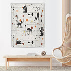 ICMOLYYENLO Abstract Cat Tapestry, Medieval Abstract Atomic Star Cat Vintage Home Wall Hanging Art Tapestry for Bedroom Living Room Dormitory 60x60 Inch