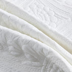 MarCielo 3-Piece 100% Cotton Oversized Bedspread Lightweight Quilt Coverlet Embroidery Farmhouse Bedding (Tf Bright White, Oversized Queen (100"x106"))