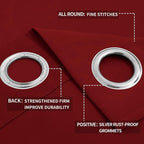 Easy-Going Blackout Curtains for Bedroom, Solid Thermal Insulated Grommet and Noise Reduction Window Drapes, Room Darkening Curtains for Living Room, 2 Panels (52x63 in,Christmas Red)