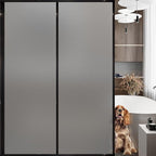 Frosted Glass Window Privacy Film Decorative, Bathroom Privacy Film for Glass Windows Cover, Static Cling, Removable, Reusable, Anti-UV, Anti-Glare, Heat Blocking,Gray,45.2X78.7Inch