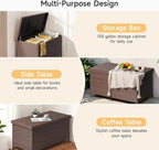 158 Gallon XL Deck Box with Lid, All Weather Wicker Outdoor Storage Box Waterproof, Large Outdoor Patio Storage Bin for Cushions, Garden Tools, Gears, Pool Accessories, Brown