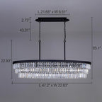 TOCHIC Crystal Chandelier 47 inch, 9 Lights Large Black Crystal Chandeliers for Dining Room, Modern Farmhouse Oval Chandelier Kitchen Island Lighting Fixture for High Ceiling, Living Room, Bar