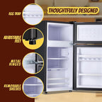 2.4 Cu.ft Mini Fridge with Freezer Compact Fridge Refrigerator Dual Door Small Fridge Senven Temp Gear Removable Shelves Dark Grey