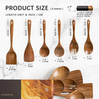Wooden Spoons for Cooking, Nonstick Cooking Utensil Set with 6 Piece Acacia Wooden Spatulas and Spoons for Cooking, Terrific for Everyday Kitchen Tasks
