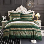 ABREEZE Bohemian Vintage Full Size Floral Cotton Bedding Set 3Pcs Duvet Cover Set Boho Green Paisley 100% Egyptian Brushed Cotton Reversible Home Bedding Collection