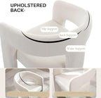 White Chenille Dining Chairs Set of 2, Modern Barrel Dining Room Chairs Upholstered Accent Chair with Arms and Round Back for Living Room Kitchen Armchair No Assembly Needed