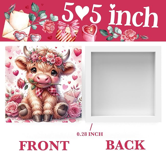 Valentines Day Decor Valentines Day Decorations Valentines Day Office Decor Valentines Day Table Decor Pink Valentines Day Decorations Highland Cow Gifts for Boyfriend Girlfriend, Wooden Decor Sign