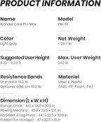 WONDER CORE Pro Max, Ab Machine for Stomach Workout, Ab Workout Equipment for Home Gym, Ab Trainer, 4-in-1 Exercise Equipment: Rowing Machine, Leg Press Machine, Ab Glider Machine, Roman Chair