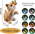 Garden Decor Solar Cat Figurines Cat Lover Gifts with LED Butterfly Lights for Indoor Outdoor Decor for Yard Garden Patio Decor Gifts for Women Grandma Mother's Day Birthday