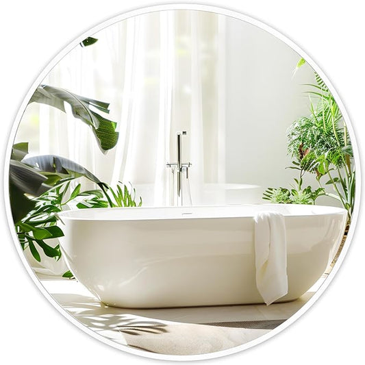 Fabuday White Circle Mirror for Wall 24 inch - Round Mirror for Bathroom, Entryway, Living Room, Hallway, Vanity Decor, Big Matte Metal Frame Mirrors