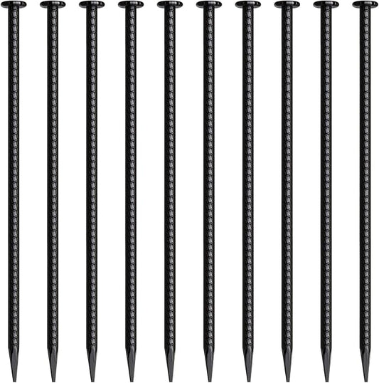 16 Inch Rebar Stakes 10 Pack Heavy Duty Ground Anchors 1/2 Inch Diameter Galvanized Steel Asphalt Anchoring Metal Spikes for Speed Bump, Parking Curb and Camping Tent
