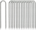 Rebar-Stakes-12-Inch, Ground Stakes Heavy Duty U-Hook Galvanized Anti-Rust Tent Stakes Heavy Duty Ground Anchors for Garden Dog Fence Chicken Coop Christmas Decorations Deer Fence 16pcs