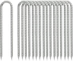 Rebar-Stakes-12-Inch, Ground Stakes Heavy Duty U-Hook Galvanized Anti-Rust Tent Stakes Heavy Duty Ground Anchors for Garden Dog Fence Chicken Coop Christmas Decorations Deer Fence 16pcs