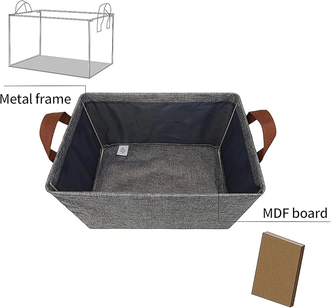 GRANNY SAYS Storage Baskets for Shelves, Closet Organizer Bins, Clothes Storage Bins with Metal Frame, Large Baskets for Organizing and Storage, Collapsible, Gray, 2-Pack