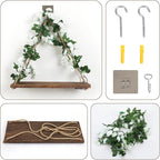 Floating Shelves for Wall,Plant Wall Decor,Hanging Shelf,Cottage Core Decor,Room Decor Aesthetic,Boho Room,Adhesive Shelves,Floating Shelves for No Drilling,Two-Piece Set(White Flower)