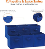 Amazon Basics Cube Organizer Storage Bins Handles, Collapsible Fabric, Pack of 6, 10.5"x10.5"x11", Navy