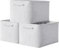 TheWarmHome Storage Basket for Shelves - 15.8x11.8x11.8 inch 3 Pack Fabric Storage Cubes, Collapsible Storage Bin for Organizing Organizer Closet Book Gift Dog(White)