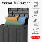 37 Gallon Deck Box Large Outdoor Storage for Patio Furniture,Outdoor Cushions,Garden Tools and Pool Supplies,Waterproof,Resin,Lockable(Black)