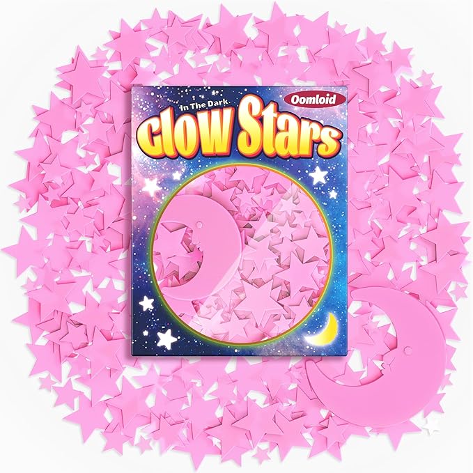 201 Pcs Glow in The Dark Stars Stickers for Ceiling, Toddler Stocking Stuffers Wall Room Decor Gifts, Luminous 3D Glowing Stars Easter Basket Stuffers for Kids Boys Girls