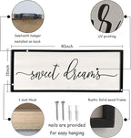 Sweet Dreams Wall Decor Above Bed 40''×15'' Master Bedroom Large Sweet Dreams Sign Farmhouse Wall Decor Guest Room Wood Rustic Framed Over Bed Wall Art Hanging Decoration (Black)