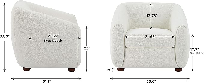 Modern Accent Chair for Living Room, Upholstered Armchair with Linen Fabric, Single Sofa Chair with Solid Wood Legs, Boucle, Camel
