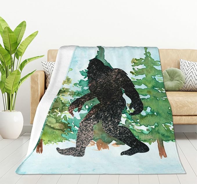 HGOD DESIGNS Sasquatch Watercolor Flannel Fleece Bed Blanket Throw Blanket Lightweight Cozy Plush Blanket for Bedroom Living Rooms Sofa Couch 40"x50"