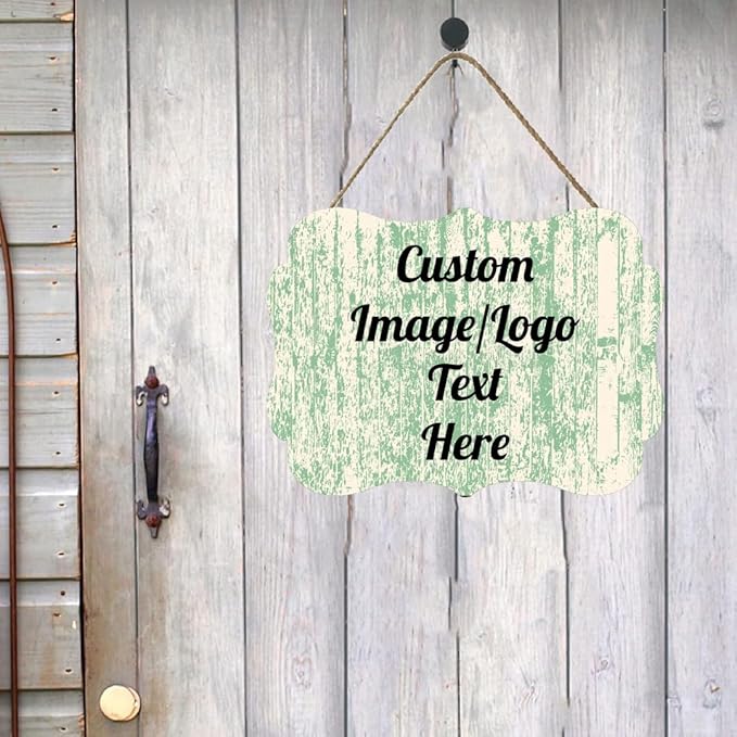 Personalized Wooden Welcome Sign Front Door Decor Personalized Home Sign Door Decorations Customized Image/Text Hanging Door Sign Farmhouse Decorations for Home Office 11.2 * 8 Inch