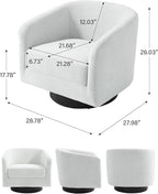 Swivel Barrel Accent Chair, Modern Round Chenille Fabric Arm Chair for Living Room, Bedroom, Comfy Club Reading Chairs for Adults（Chenille Fabric, Beige, Set of 2