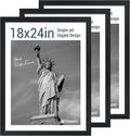 18x24 Poster Frame 3 Pack - Black Woodgrain, Solid Wood Gallery Picture Frame - Wall Hanging