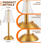 Liliful 6 Pcs LED Portable Cordless Table Lamp Touch Battery Operated Rechargeable Desk Lamp 3 Color Dimmable for Bedroom Living Room Dining (Rose Style,Gold)