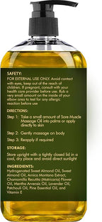 MAJESTIC PURE Arnica Sore Muscle Massage Oil for Massage Therapy - Refreshing, and Relaxing - Natural Oils with Lavender & Chamomile Essential Oils - for All Skin Types - Men and Women - 8 fl oz