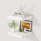 Fun Memories 12 Inch Floating Shelf, Rustic Wood Wall Shelves for Wall Decor & Storage, 12 x 12 Floating Shelf for Living Room, Bathroom, Bedroom, White, Set of 2