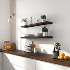 36 Inch Floating Shelves for Wall Rustic Brown Wood Wall Shelves for Bedroom Set of 4