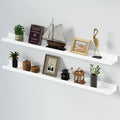 SAUMONIERES Picture Ledge Shelf Floating Book Shelves Set of 2 Wall Mounted Solid Wood for Bedroom Bathroom Living Room Kitchen, 48 Inch White