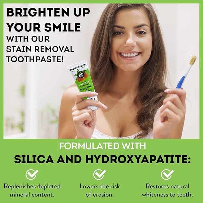 MOUTHWATCHERS Whitening Fluoride Free Naturally Sourced Toothpaste, 2 Tubes, 3 oz Each, for Sensitive Teeth and Gums, Fresh Organic Mint and Organic Propolis, by Dr. Plotka's