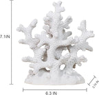 7.1" H White Coral Decor, Resin Statue, Nautical Decorations for Home, Bedroom, Bathroom, Living Room, Beach/Coastal/Ocean Themed Cabinet Shelf Tabletop Decor