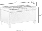 Asense Storage Ottoman Bench, Faux Leather Upholstered End of Bed Bench with Safety Hinge Wooden Legs, for Entryway Bedroom (Black, 33.3")