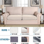 H.VERSAILTEX Super Stretch Individual Seat Cushion Covers - Sofa Couch Cushion Slipcover Sets - Thick Jacquard Textured Twill Fabric - Large (2 Piece, Ivory)