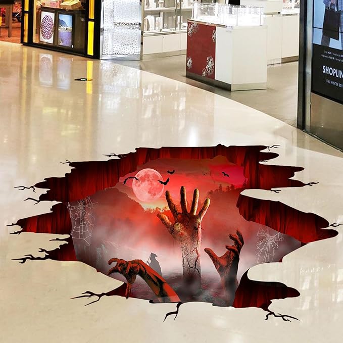 Halloween Wall Stickers Bat Ghost Scary Decor Large Removable Floor Room Decals Decoration Window Clings Party Supplies for Windows Glass Home Ornaments