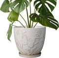8 Inch Ceramic Pots for Plants Large Planter Pot with Drainage Hole and Saucer Round Flower Pot for Indoor Outdoor Decor, White