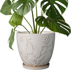 8 Inch Ceramic Pots for Plants Large Planter Pot with Drainage Hole and Saucer Round Flower Pot for Indoor Outdoor Decor, White