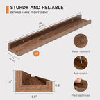 Picture Ledge Shelf for Wall, Floating Shelves Set of 4, 24 Inch Long Nursery Book Shelves for Toys Storage, Kids Bookshelf Wall Mounted for Books Photo Frames, Walnut