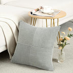 Fancy Homi 2 Packs Grey Decorative Throw Pillow Covers 20x20 Inch for Living Room Couch Bed Sofa, Rustic Farmhouse Boho Home Decor, Soft Corss Corduroy Patchwork Accent Square Cushion Case 50x50 cm