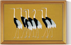 HUARCEY Gold Framed Vintage Wall Art for Living Room, Animals Painting Prints Large Decor for Kitchen, Aesthetic Bedroom Wall Art Decor, Christmas Gifts for Friends or Family (Seven Cranes 24"x36")