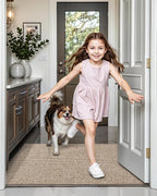 LUMI Indoor Door Mat 17"x30", Ultra Thin Low Profile Non-Slip Doormat for Home Entrance, Absorbent & Stain-Resistant Welcome Mats, Washable Entryway Mat for Front Door, Patio, Porch, Khaki