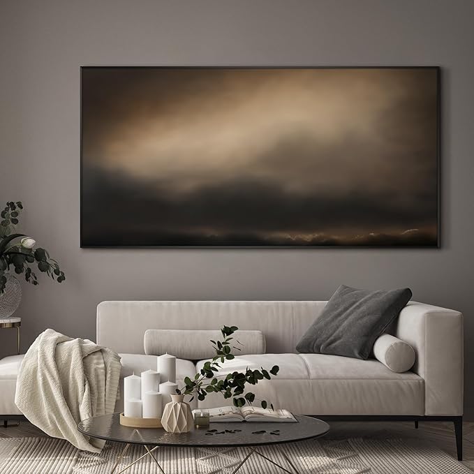 SIGNWIN 24"x46" Extra Large Framed Wall Art Golden Sunset Cloud, Moody Sky Scene for Home Living Room Bedroom Decor (Frame Assembly Required)