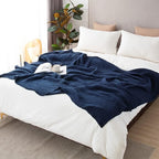 EMME Cotton Blanket Queen Size for Bed Soft Large Muslin Bed Blankets 90"x90" Lightweight Breathable All Season Gauze Blanket, Navy
