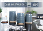 Nat & Jules Lidded Grey 6 inch Ceramic and Wood Kitchen Canisters Set of 3